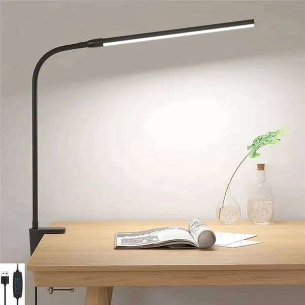USB Clip LED Desk Lamp with Lampshade 3 Mode 10 Brightness 360 Gooseneck Powered Reading Light for Office Study Bedroom Bedsids 26Y 26Y0306