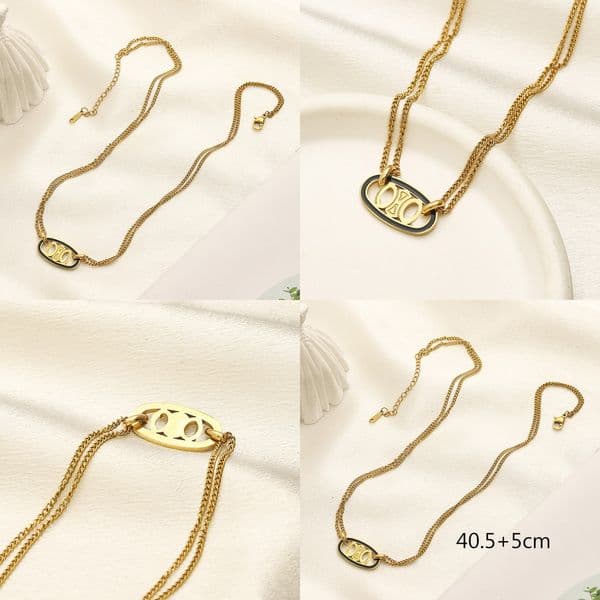 Pendant Necklaces Fashion Women Chic Stainless Steel Crystal Pearl Pendants Shiny Diamond Long Necklace Chain Classic Jewelry Accessories Gifts