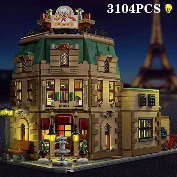 3104PCS Paris Restaurant Building Blocks Creative City Street View MOC Bricks Model Set With Lights Kids DIY Toys Holiday Gifts Z260305