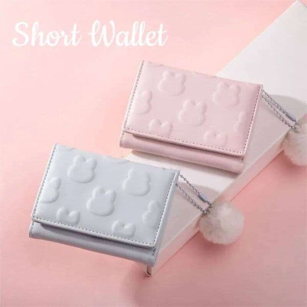 Cartoon Small Korean Short Women's Solid Color Cute Rabbit Pattern Simple Multi Card Bag Zero Wallet C260304