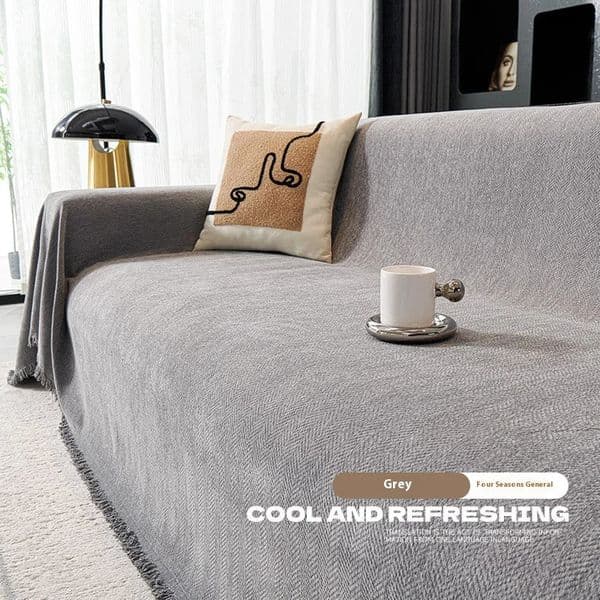 Home Sofa Cover With Tassel Living Room Sofas Blanket Seat 3 Seater Beige 260304