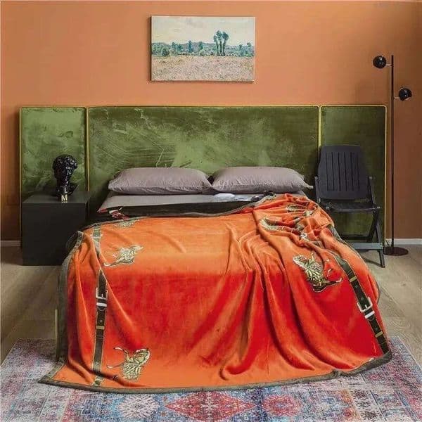 Luxury flannel printed blanket double-sided thick warm super soft multifunctional high-quality sofa decorative blanket-a