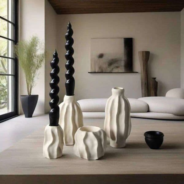 Quiet Wind Cream Ceramic Medieval Modern Simple Candlestick Table Restaurant Plank House Decoration XJ260305
