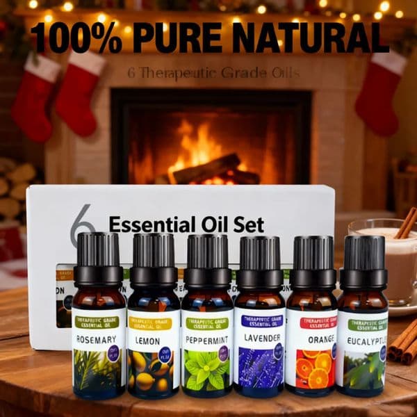 2026 Christmas Pure Lemon Sweet Orange Eucalyptus Lavender Pepint Rosemary 6PcsSet Massage Aromatic Essential Oil Set Gift 260306