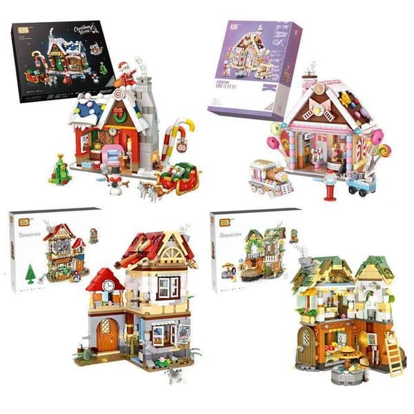 LOZ Blocks DIY Building Bricks Cute Christmas Goods Toy MOC Cabin Food Shop Juguetes Candy House Gifts Girl Present New Year Z260305