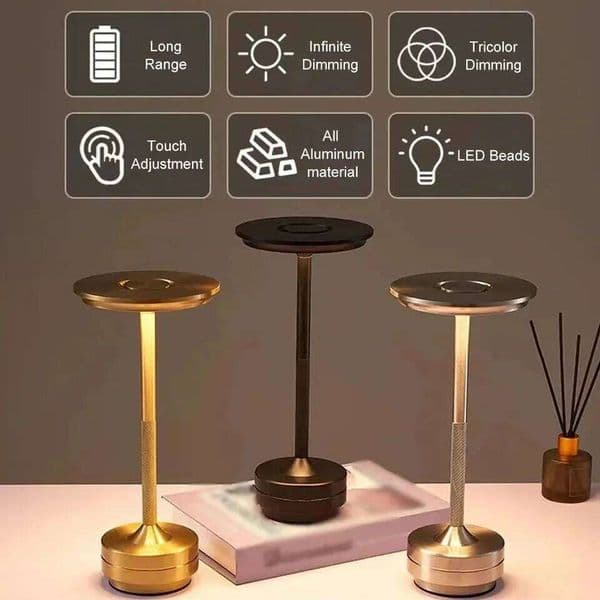 Wireless Simple Decorative Table Infinitely Dimmable Atmosphere Classic Retro Portable Rechargeable Touch Desk Lamp 26Y0206 26Y0306