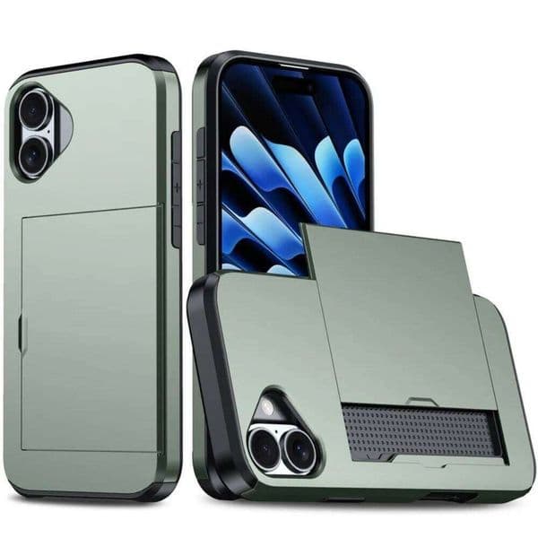 For iPhone 17 Air 16E 16 15 Pro Max 14 Plus 13 12 11 Wallet Cover Credit Card Holder Slot Sliding Pocket Protective Phone Case H260305