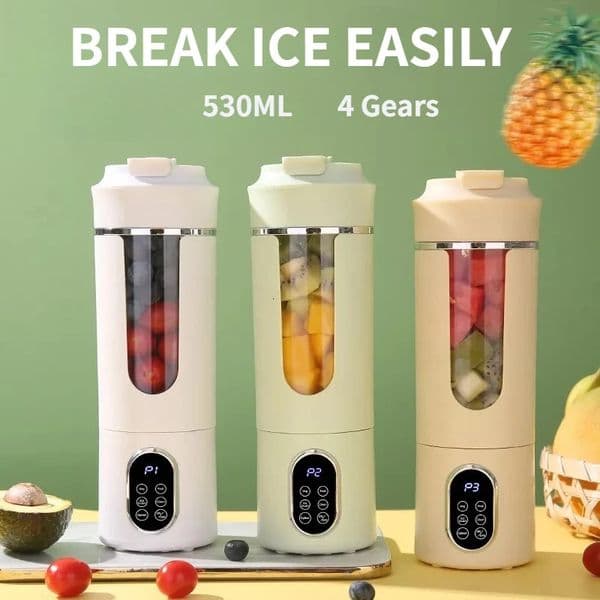 530ml Portable Juicer Wireless USB Charging Crushed Ice Electric Juicing 12 Blade 4 Gears 74V Mini Fresh Juice Blender 260304