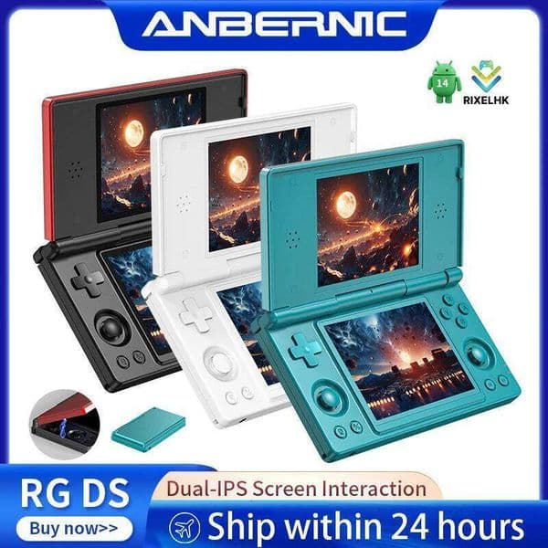 Anbernic RG DS Handheld Game Console 4" I Dual Screen Android 4000mAh Flip Video Games Player Supports RixelHK Wifi Streaming 26Y0304