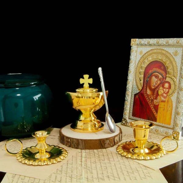 HTISOK Holy Water Bottle Gold Plated Communion Cup Religious Ceremonial Supplies Alloy Durable Church Rituals Use XJ260305