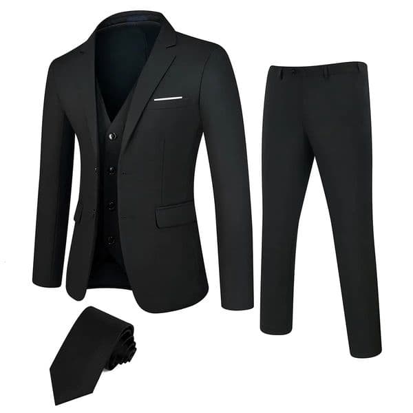 TweedLad Mens Business Suit Set Groomsmen Regular Fit-Tuxedo JacketTrousers Men Suit Set Lapel Formal Stylish Buttons Pockets 260304