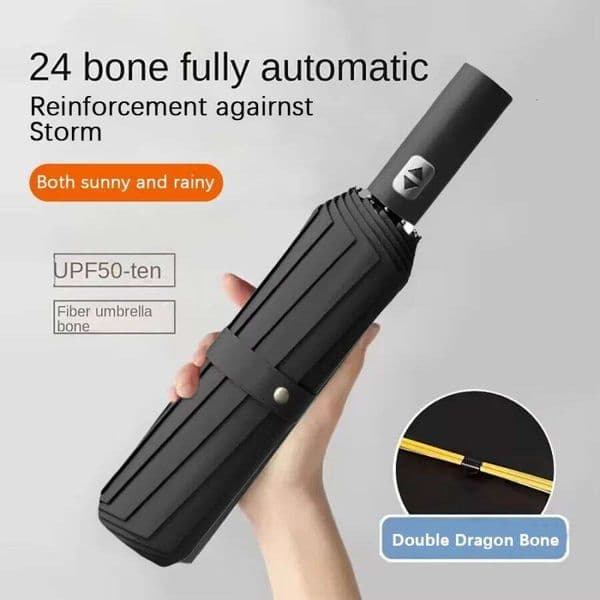 24 Bones 106cm Automatic for Men Women Outside Large Folding Rain and Sunshine Umbrella 26Y0304