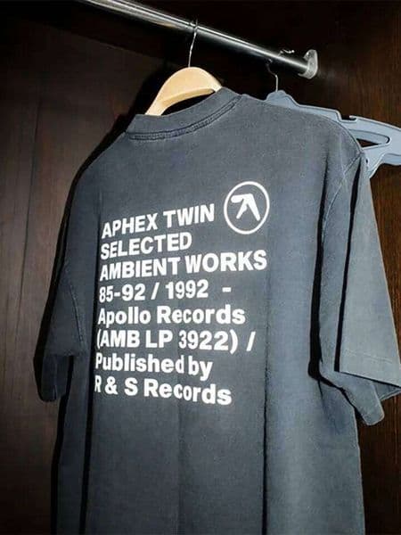Men T-Shirt Aphex Twin Washed Black Print Cotton Graphic Oversized Korean Fashion Short Sleeve Tops Tees Y2k Streetwear Clothing Q260306