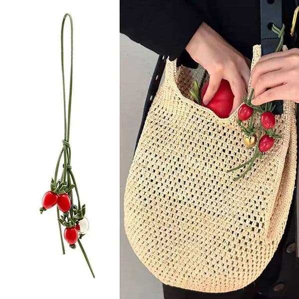 Tomato Leather Charm Purple Flower Keychain Pendant Decoration High Luxury Girl Gift Bag Accessories L260306