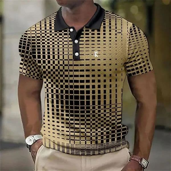 Mens Polo Shirt Golf Shirt Work Casual Lapel Polo Collar Short Sleeve Basic Color Block Button Spring Summer Polo Shirt 260305
