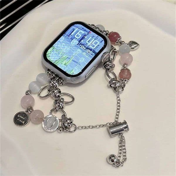 Bohemian bead bracelet compatible with iWatch strap 38mm 40mm 41mm 42mm 44mm 45mm 49mm for women, fashionable handmade elastic s H260305