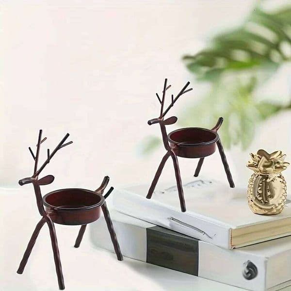 1PC Art Craft Deer Candle Holder Iron Metal Stand for Home Table Desk Birthday Party Atmosphere Decoration XJ260305