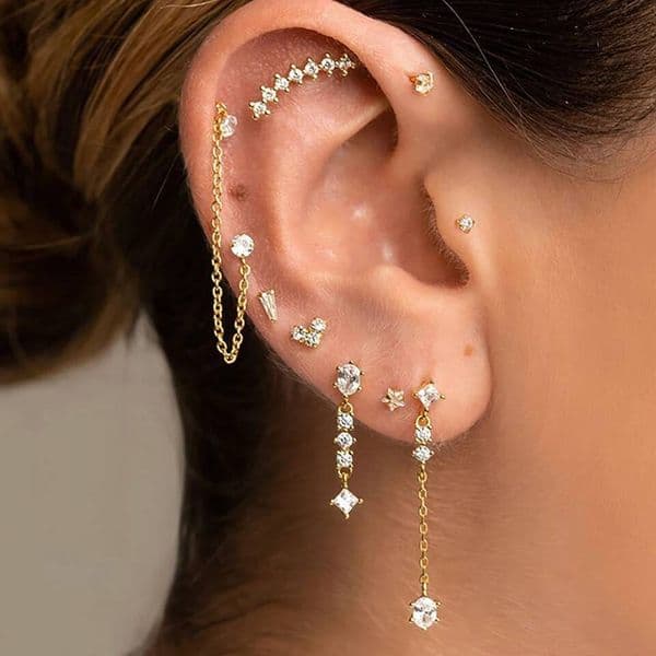 Stainless Steel Link Chain Gold Color Hanging Earrings for Women Girl Simple Tassels Dangle Earring Fashion Jewelry