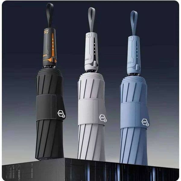 Mustarpicking Mechanical Style for Men withWide Strap Automatic Open Large Solid Windproof Minimalist Umbrella 26Y0304