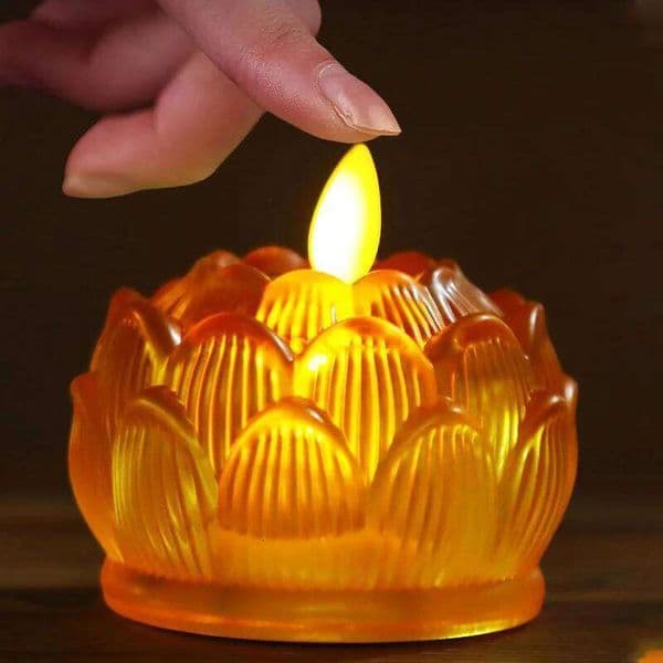 Led Reusable Buddha Lotus Electric Candle Lamp Household Fortune Decoration Home Buddhist Votive Holder Without Battery XJ260305