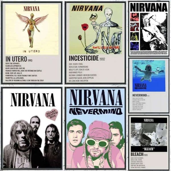 Hot Rock Band N-Nirvanaes Painting Calligraphy HD Canvas Poster Crease Free Waterproof All Space Wall Decor 26Y0306