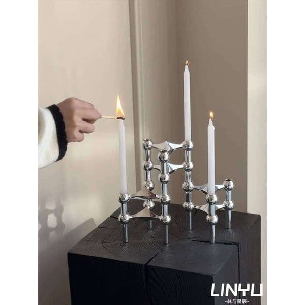 Modern Simplicity Stainless Steel Triangular The Nordic Hotel Living Room Desktop Artistic Decoration Candlestick XJ260305