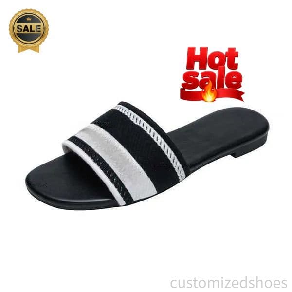 Slippers Sandals designer sandals sandal 2023 Embroidered Dazzle Designer Slippers Womens Sandals Summer Beach Stripes Casual Slippers flip flops Embroidery 42