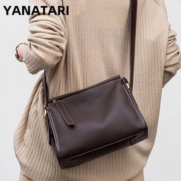 YANATARI Vintage messenger bag cowhide leather bag Soft Leather Large Capacity minimalist Crossbody bag women female bag H260306