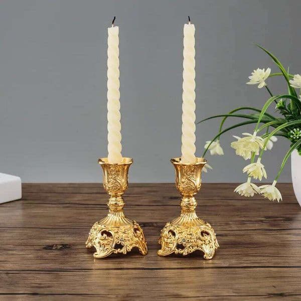 2Pcs Gold Silver Holder Europe Wedding Candle Stand God Candlesticks Metal Antiques Table Home Decoration XJ260305
