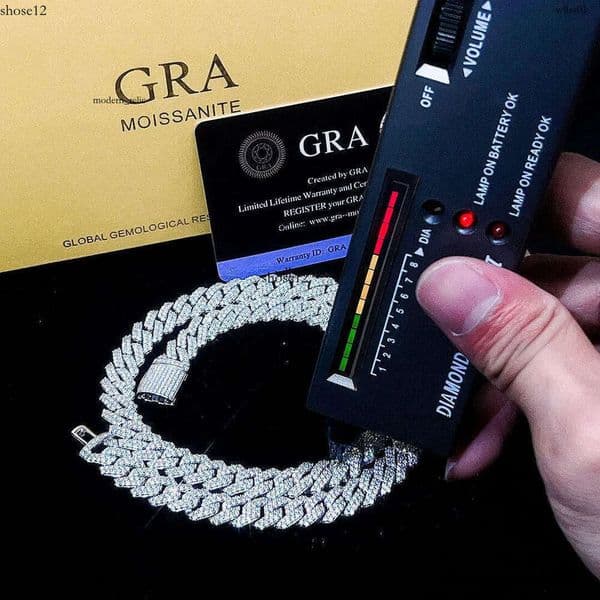 designer necklace cuban necklaces pass dia test 8-14mm wide gra moissanite gold sterg sier k chain for men hip hop chains