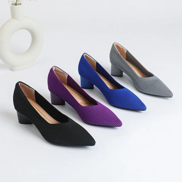 Womens high heels pointed knit breathable and comfortable shoes 5cm high for autumn 260306