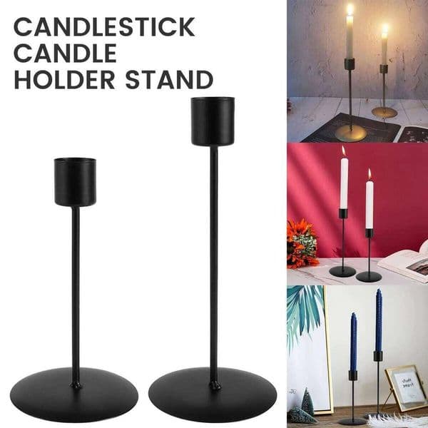 2Pcs Black Metal Candlestick Taper Decorative Candle Holder for Wedding Dinning Anniversary Table Centerpieces XJ260305