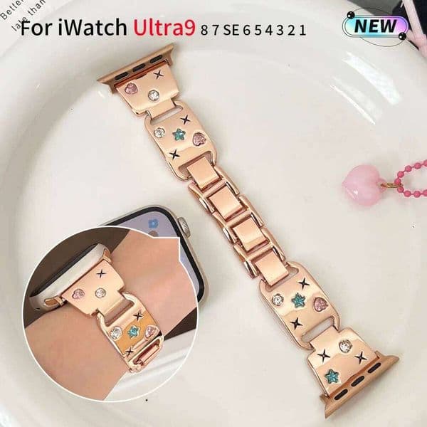 Star-studded diamond Ring curved metal for watch49-38mm Iwatch Series Sparkling Stylish 98765432 Ultra strap H260305