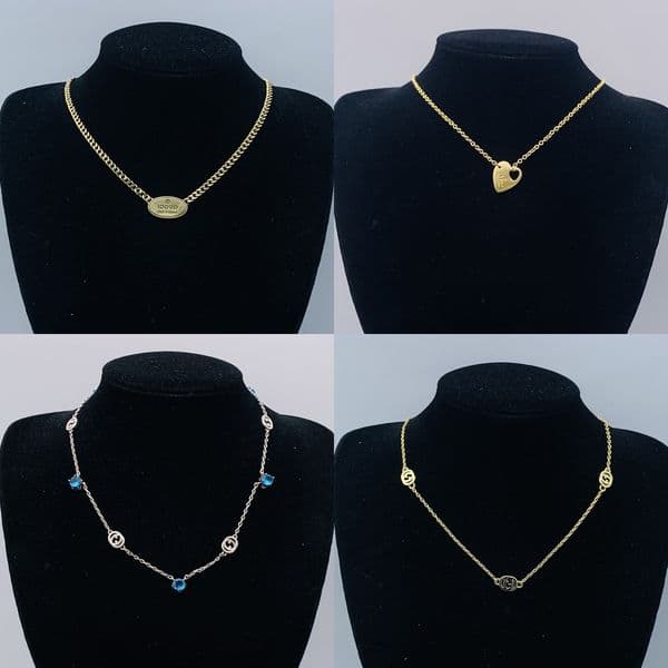 Necklace High-end Diamond Pendants Gold Plated Brass Copper Classic Women Girls Crystal Stamp Letter Choker Chain Jewelry Accessories Love Gifts