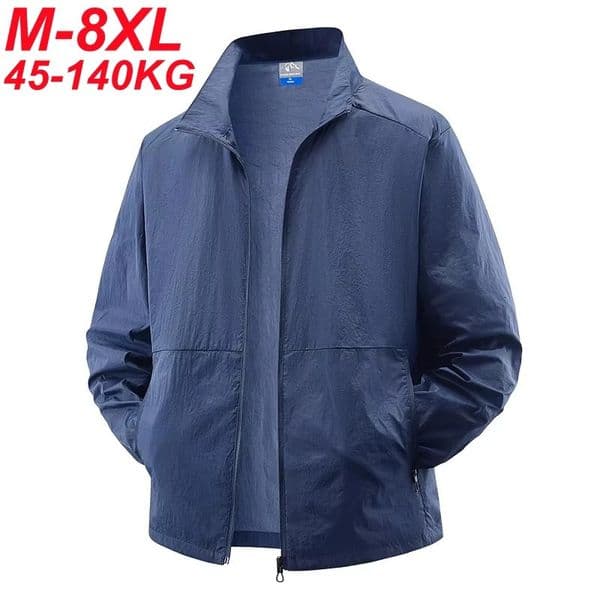 UPF50 UV Protection Skin Coats Men Big Size 8XL 7XL 6XL Summer Windbreaker Lightweight Windshield Reflective Blocking Jacket 260302