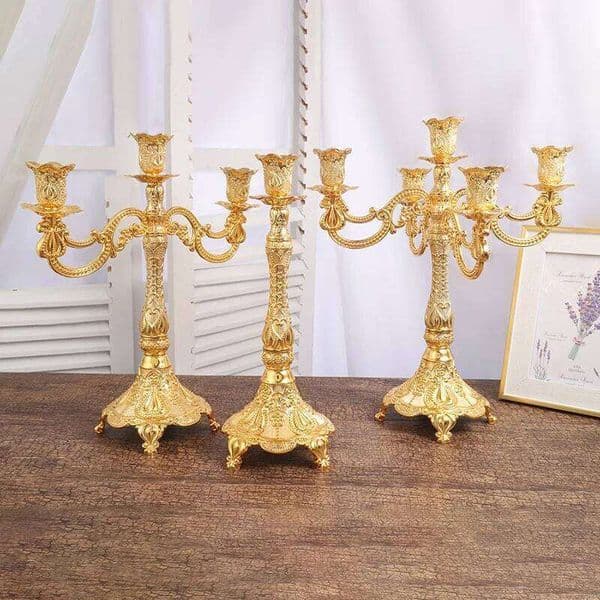 1/3/5-Candle Metal Candelabra Tall Candlestick Candle Holders for Home Decor Wedding Christmas Church Halloween Party XJ260305
