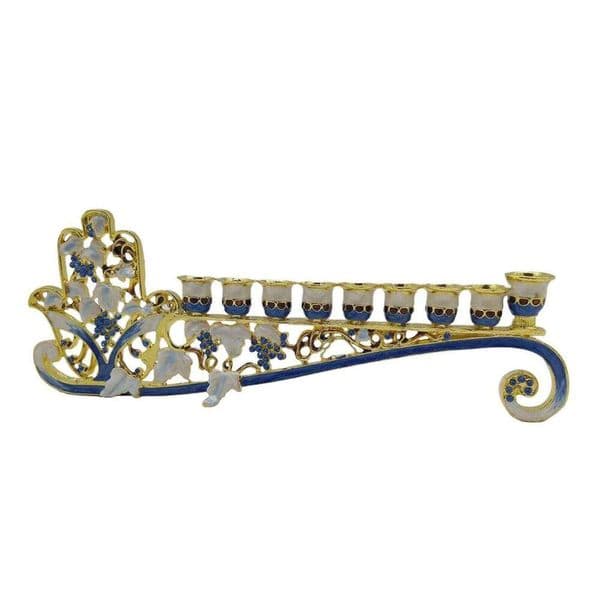 Gold Blue 9 Branch Holder for Hanukkah Menorah Candelabrum Candle Stand Christmas Party Wedding Home Decor Candlesticks XJ260305