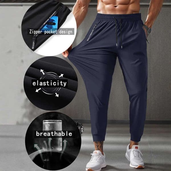 Summer Nylon Ice Silk Men's Thin Breathable Large Size Casual Stretch Long Boxer Quick-Dry Pants