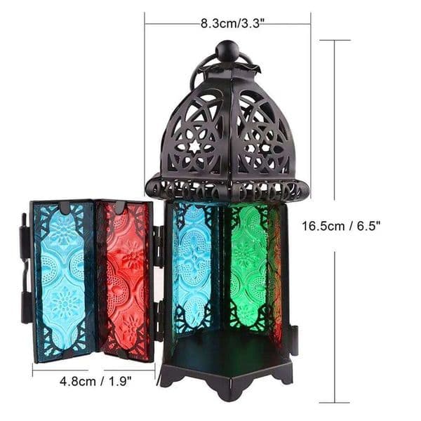 Glass Crystal Moroccan Candlestick Metal Hollow Holder Home Coffee Shop Decoration Iron Hanging Candle Lantern DIY XJ260305