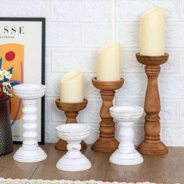New Style Retro Wooden 3-piece Set Container Desktop Decoration Home Decor Wedding Candle Holder XJ260305