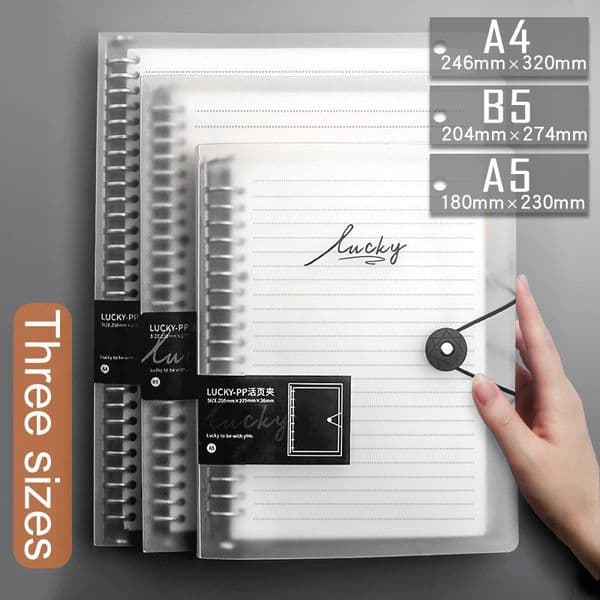 Diary A5 B5 A4 Transparent Loose Leaf Binder Notebook Inner Core Cover Note Book Journal Planner Office Stationery Supplies 260304