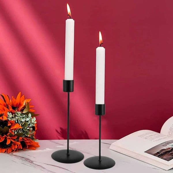 2Pcs Metal Holders Candlestick Table Black Candle Holder for Home Wedding Dinning Party Anniversary Decor XJ260305