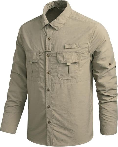 Men's Fishing Long Sleeve Travel Work for Men Button Down Shirts