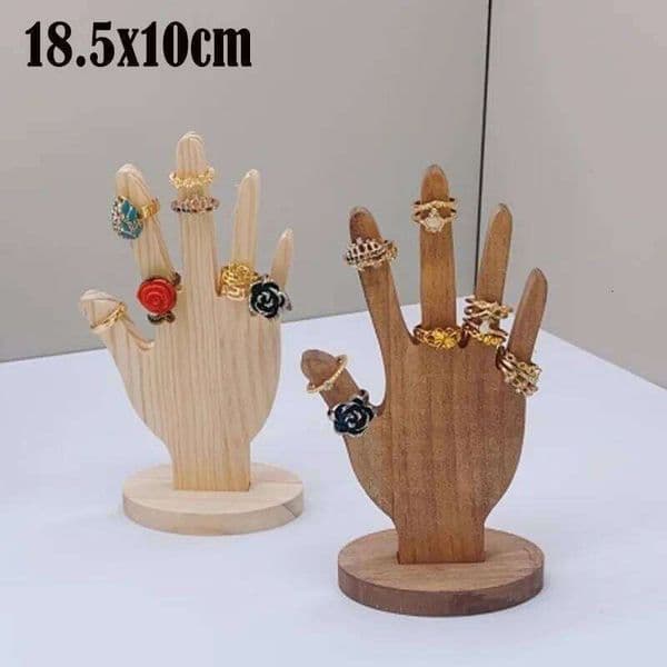 Jewelry Stand Wood Sturdy Base Wooden Hand Form Home Decor Ring Display Holder Rack for Bangles Watches Rings Necklaces 26L0306