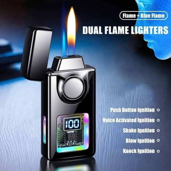 Two Types Flame Lighters Transparent Visual Gas Window Power Ignition Count Display Dazzling Color Lights