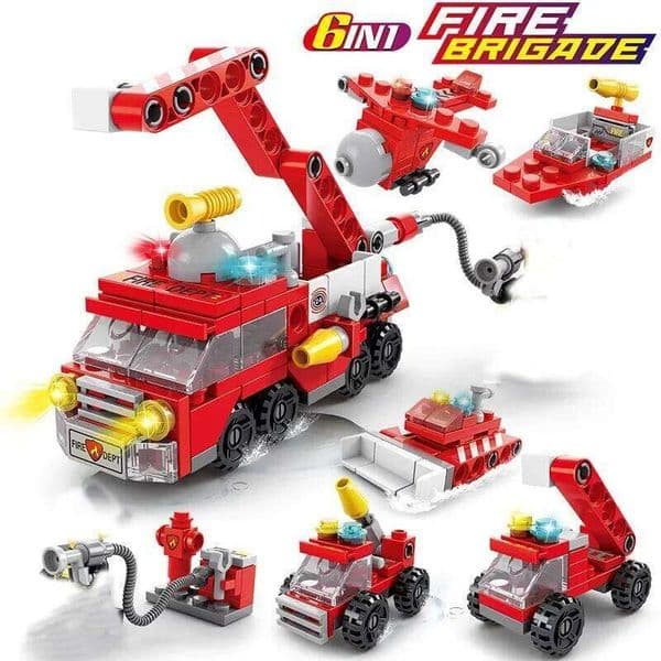 142Pcs City Truck Fighting Building Blocks Sets Fire Brigade Car Model Toy Small Particles Bricks DIY Educational Toys for Z260305