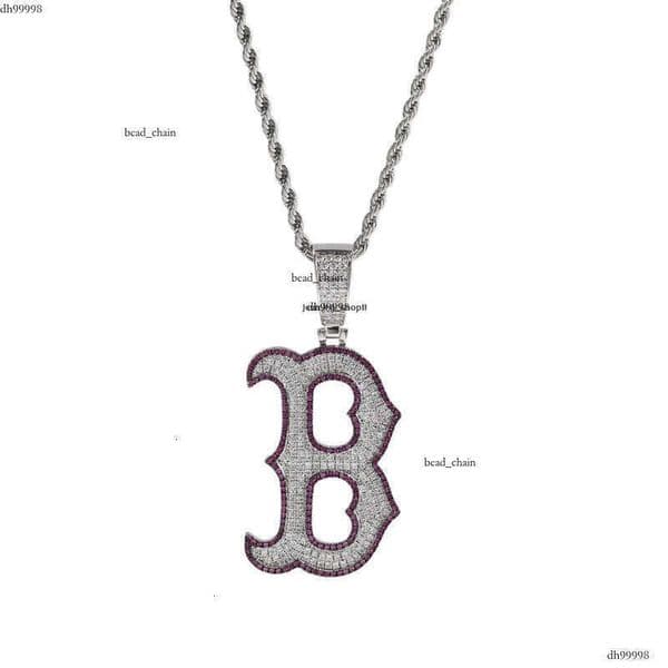 Hip Hop B-Letter Necklace English Letter Pendant Layered Sweater Chain wide GRA moissanite dia gold sterling sier cuban link chain