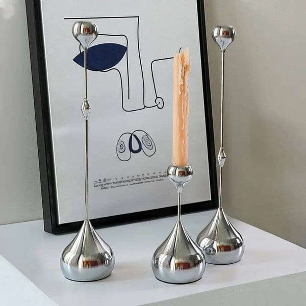 3Pcs/Set Metal Waterdrop Candle Holders Nordic Silver Candlestick Centerpiece Candelabra Living Room Ornaments Home Decore Gifts XJ260305