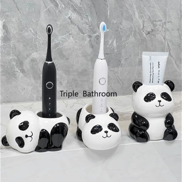 1pc Ceramic Panda Toothbrush Holder Toothpaste Storage Rack Ceramic Electric Toothbrush Base Bathroom Accessories Chinese Style 260304