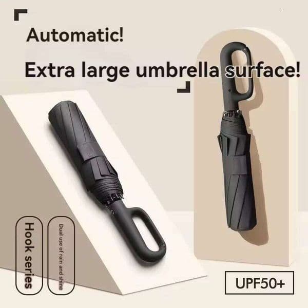 Unisex automatic umbrella fully open with a buckle design 20 ribs extra-large folding powerful sunshade double umbrella. 26Y0304